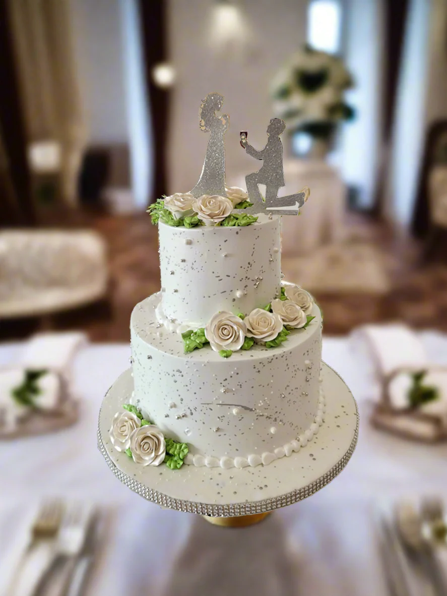 White Rose Engagement Cake - Image 4