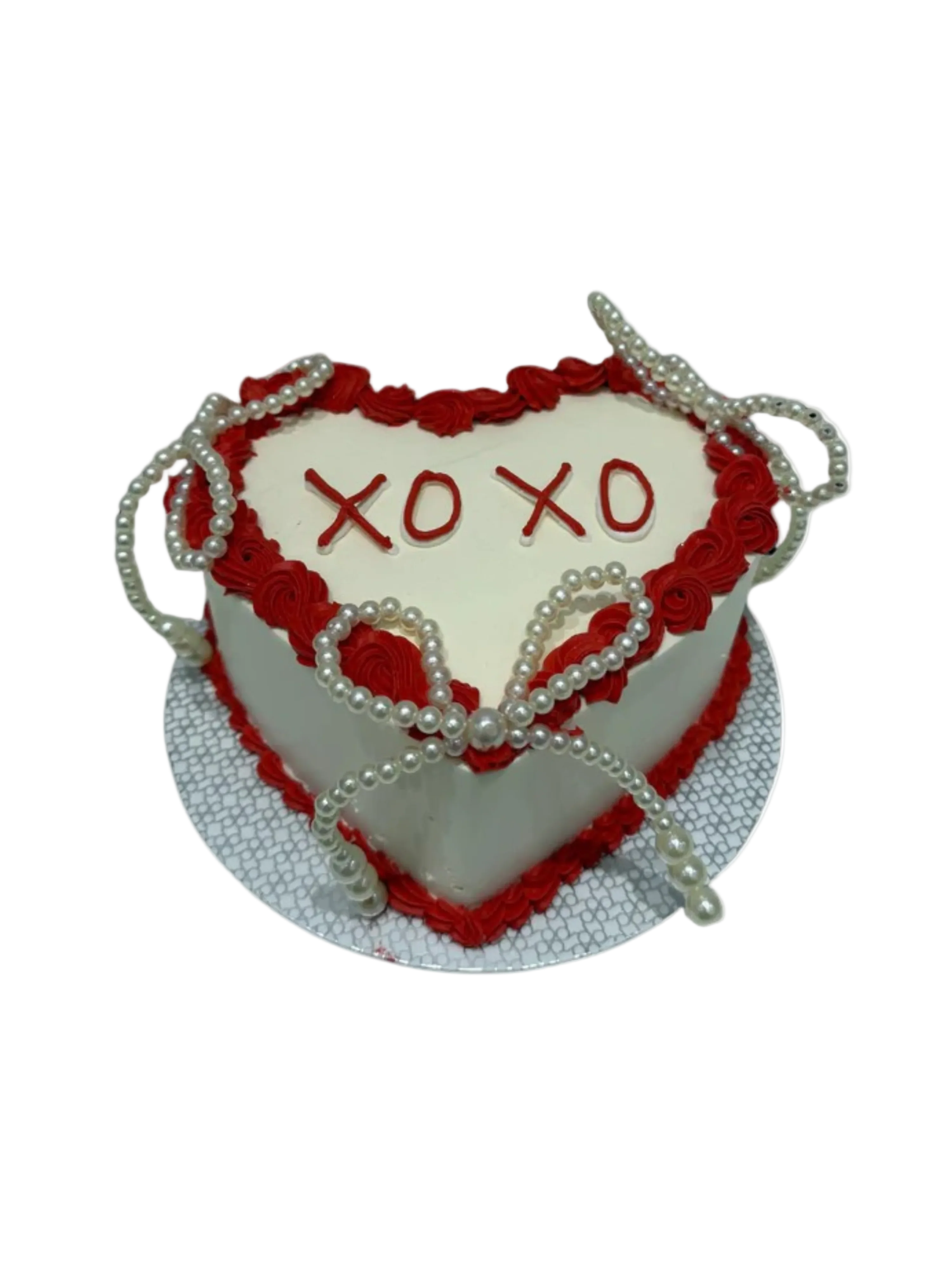 XOXO Heart Pearls Valentine Cake