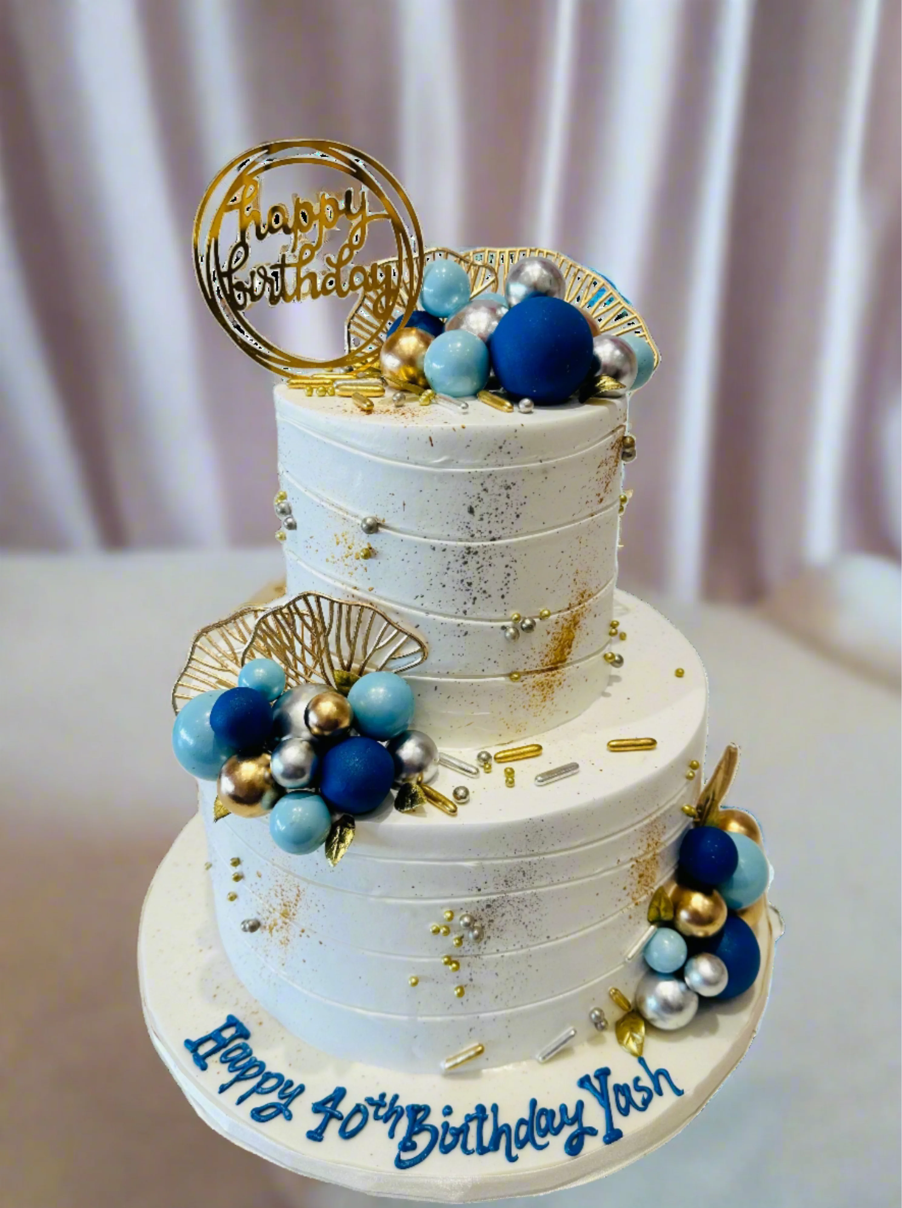 Yash Blue Birthday Tiered Cream Cake - Image 2