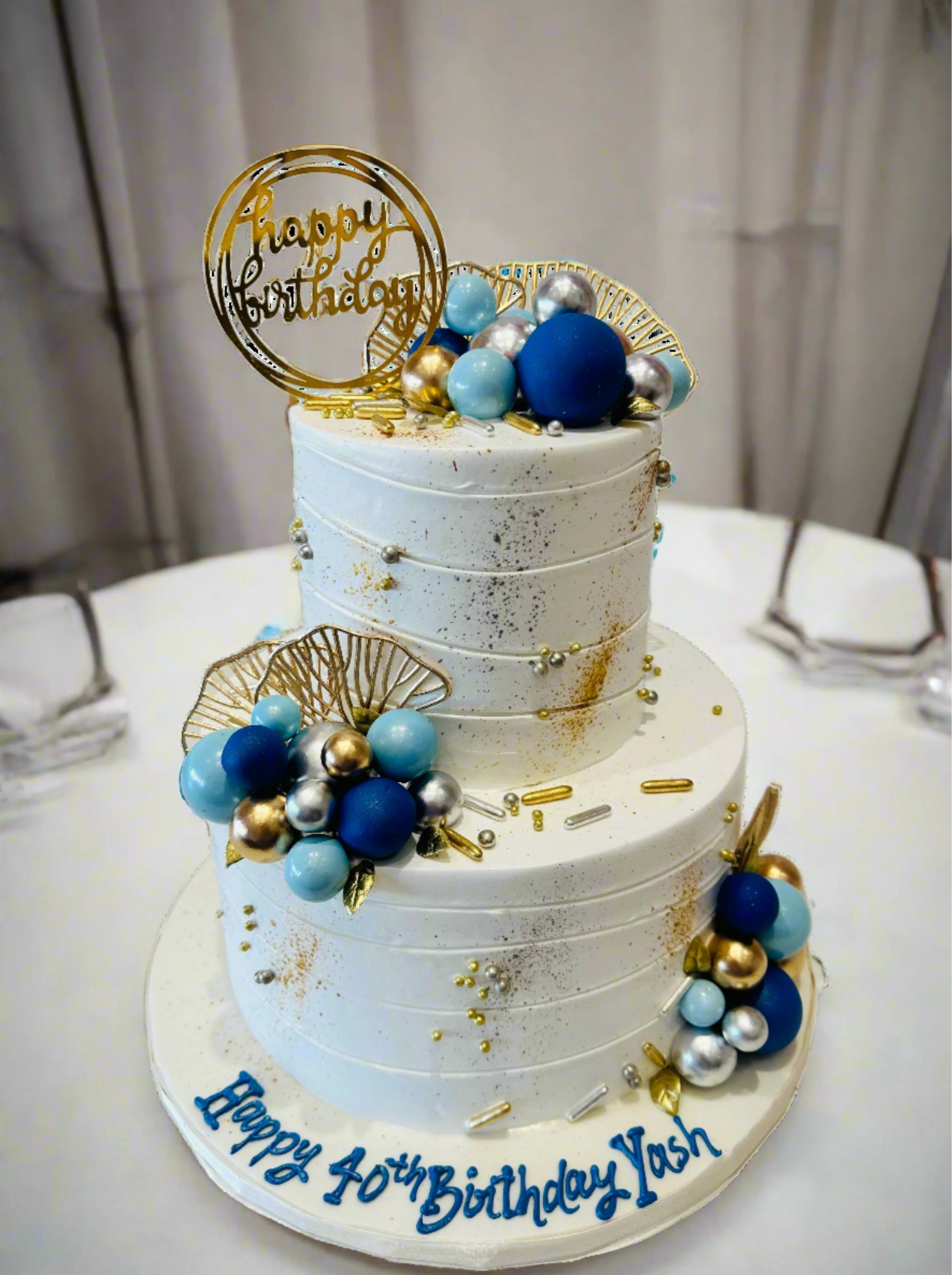Yash Blue Birthday Tiered Cream Cake - Image 3