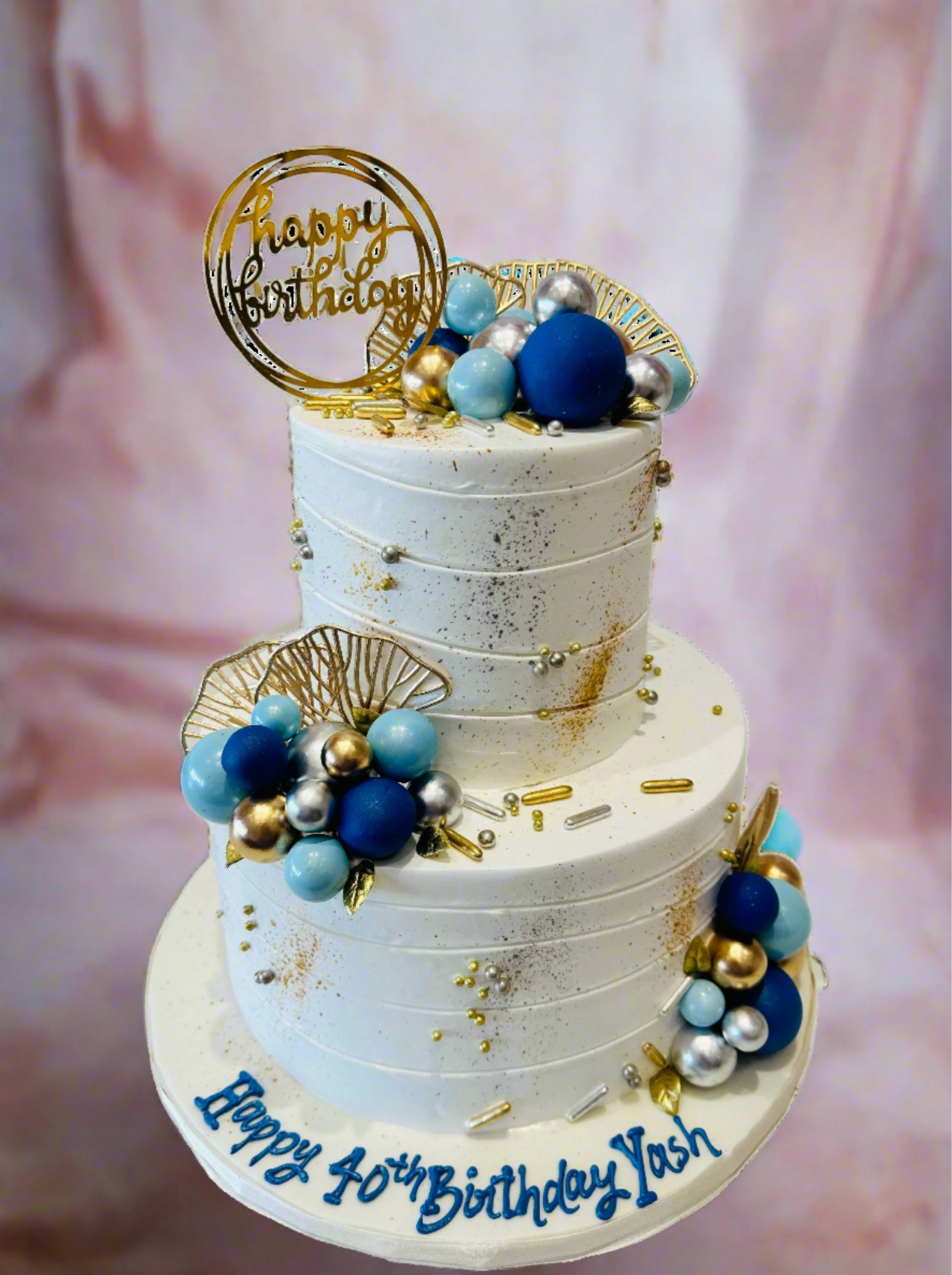 Yash Blue Birthday Tiered Cream Cake - Image 4