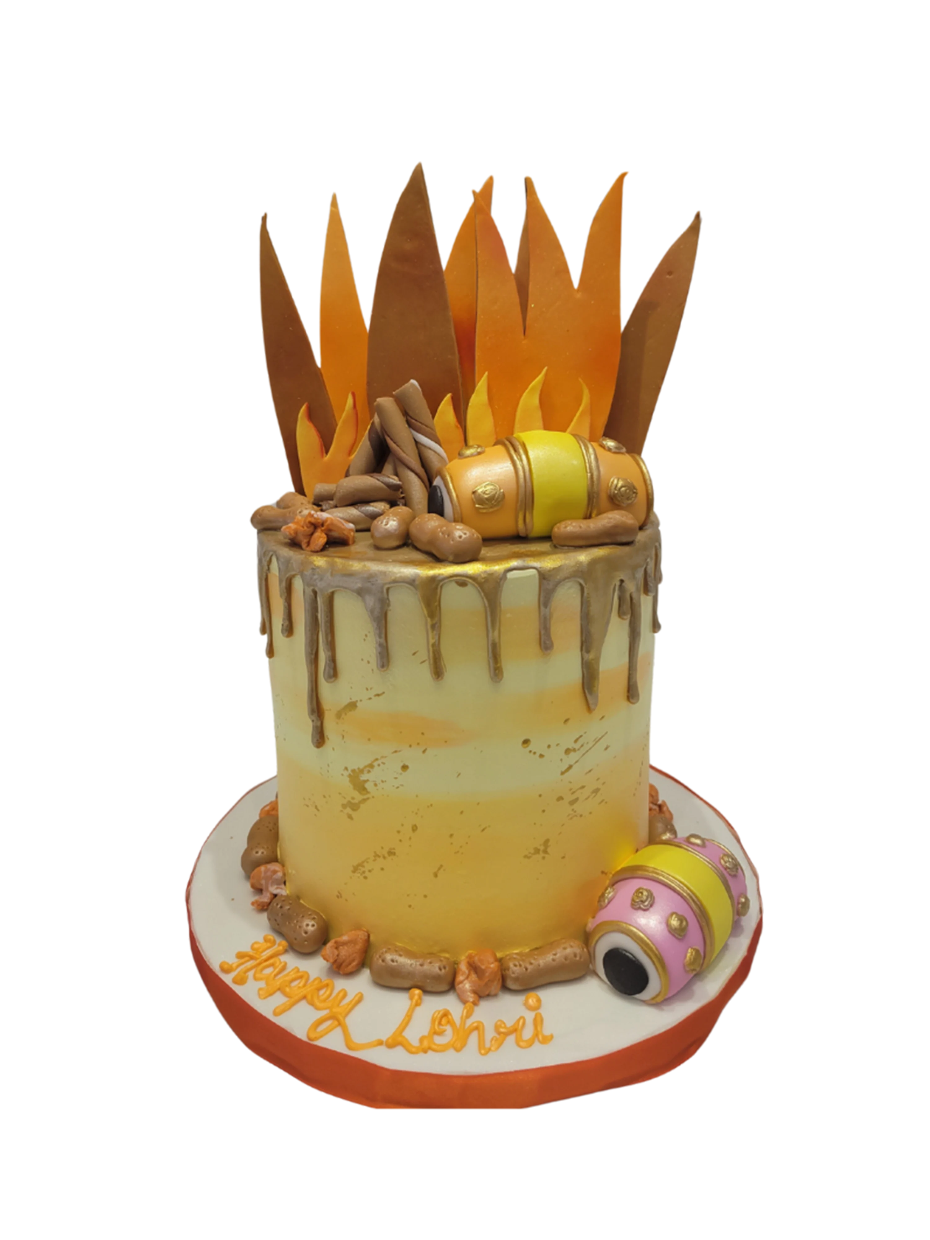 Yellow-Orange Lohri Cream Cake