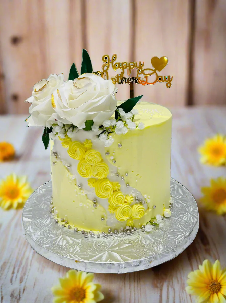 Yellow & White Mother's Day Cake - Image 2