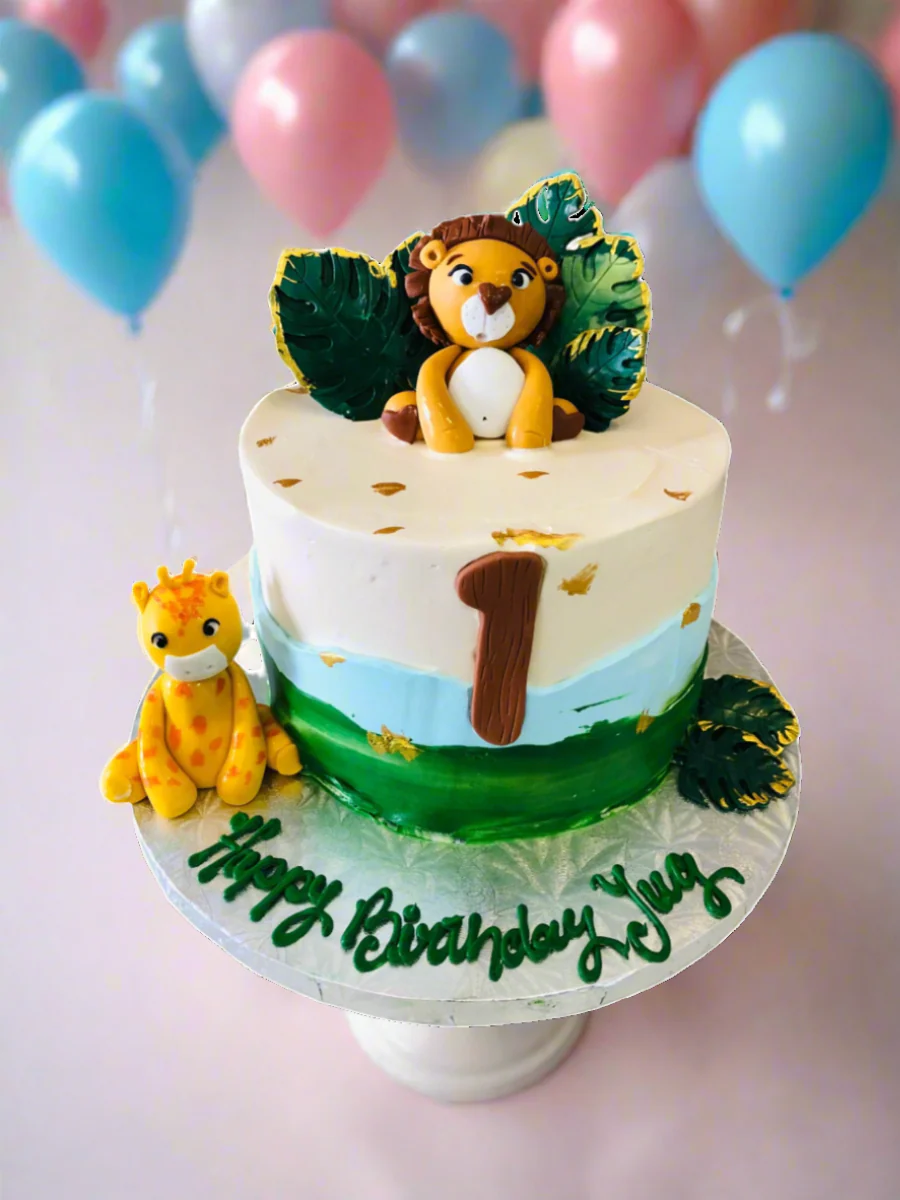 Yug Jungle Theme Cream Cake - Image 3
