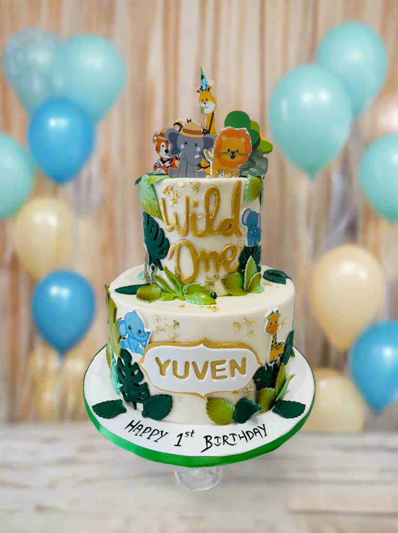 Yuven Jungle Fondant Tiered Cake - Image 2