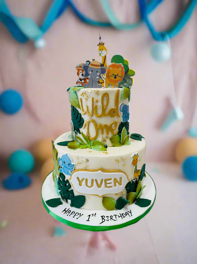Yuven Jungle Fondant Tiered Cake - Image 3