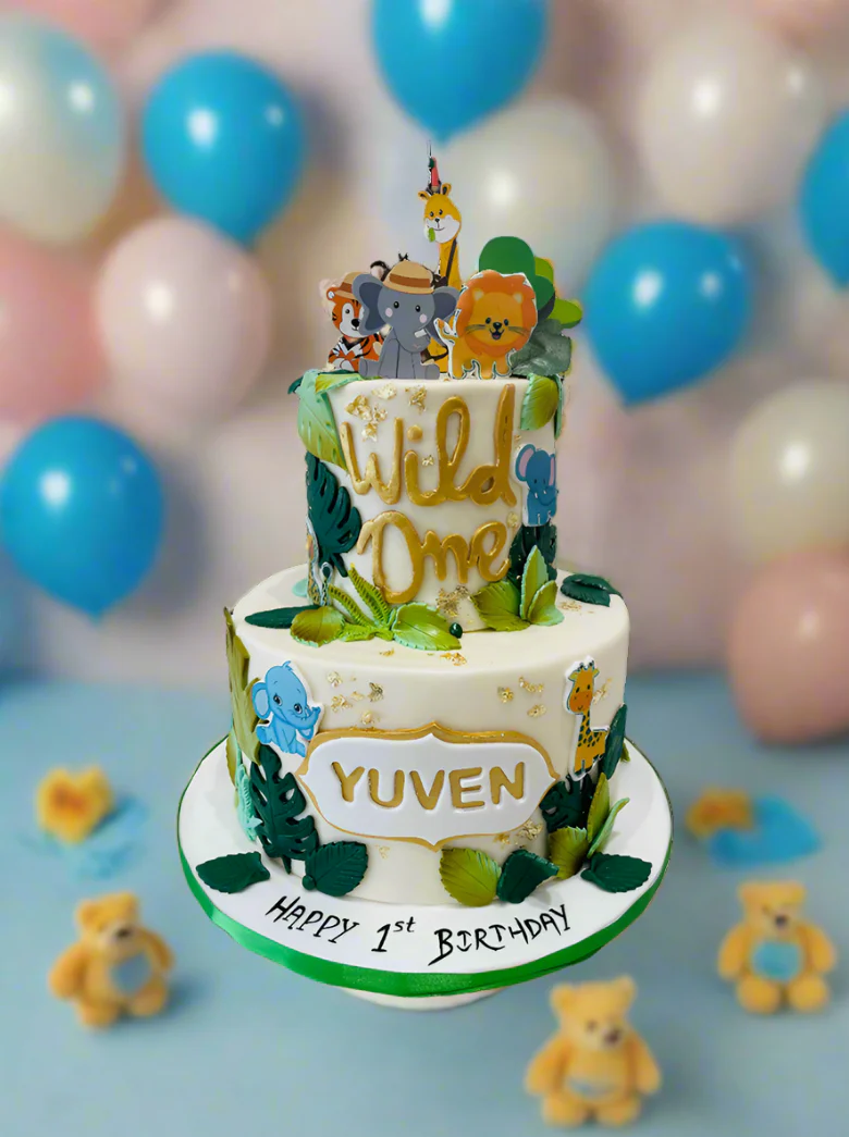 Yuven Jungle Fondant Tiered Cake - Image 4