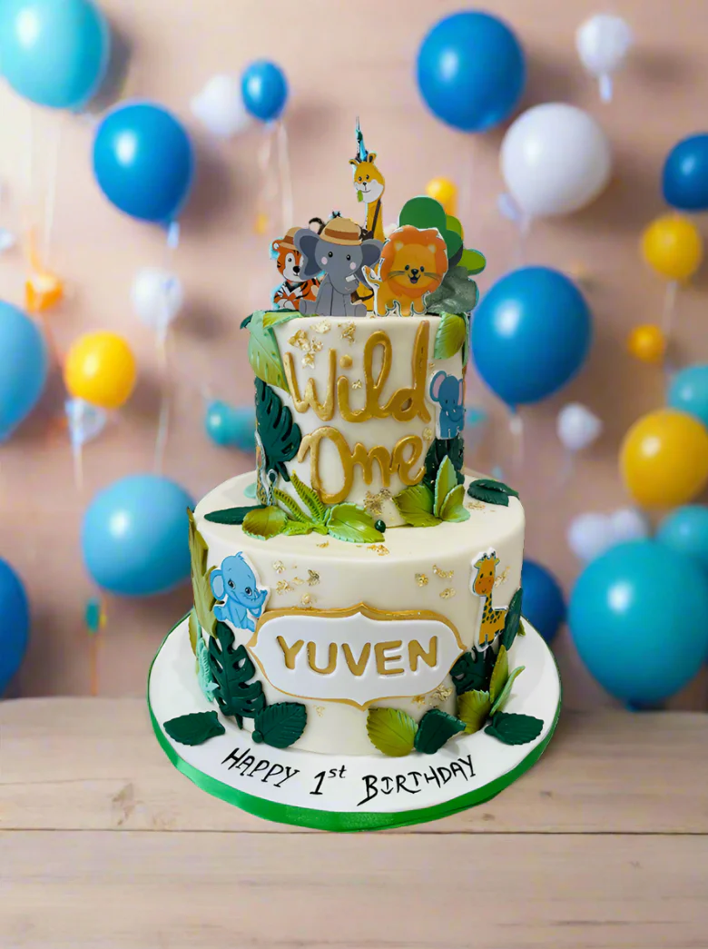 Yuven Jungle Fondant Tiered Cake - Image 5