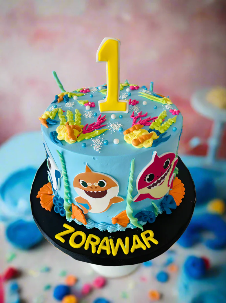 Zorawar Baby Shark Cream Birthday Cake - Image 2